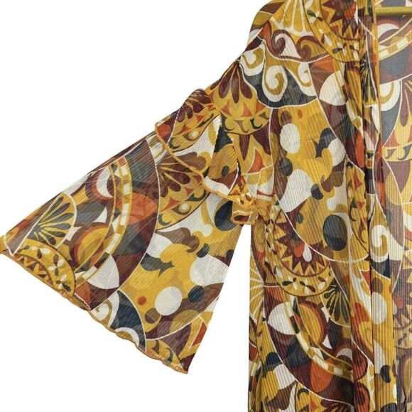 Cato Mesh Kimono Cardigan Top Size M Multicolor Flared Sleeves Boho Fairy Beachy - Picture 2 of 6